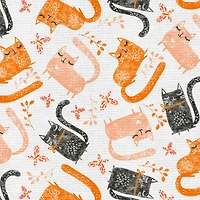 Fabric Editions White Playful Kittens Cotton Fabric