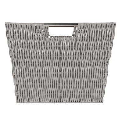 Simplify Large Gray Rattan Storage Tote Basket
