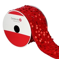 2.5" x 15ft. Red Sequins Embroidered Wired Ribbon by Celebrate It®