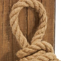 7" Brown Wood Knot Rope Bookends with Distressed L-Shaped Stands Set