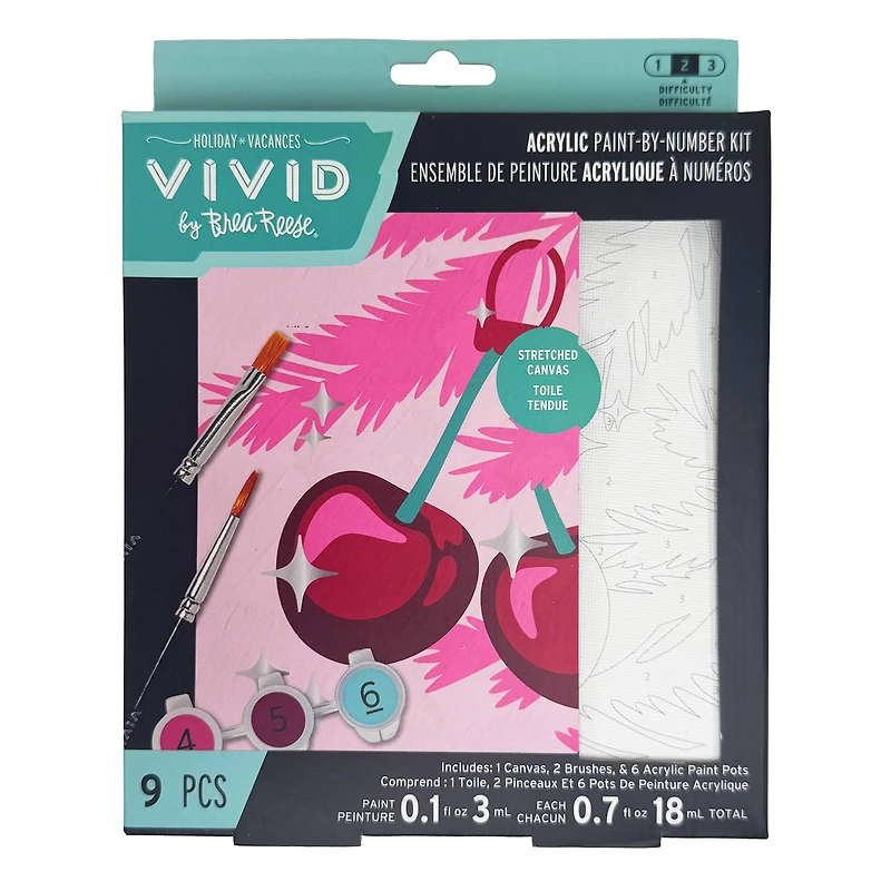VIVID by Brea Reese® Cherry Christmas Tree Acrylic Paint-by-Number Kit