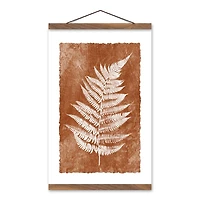 Fern Stamp Copper 12" x 18" Teak Hanging Canvas