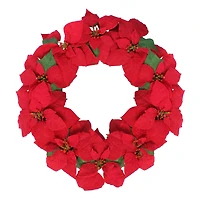 24" Red Poinsettia Flower Wreath