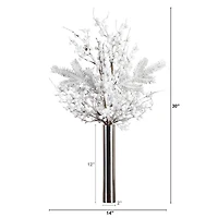 2.5ft. Artificial Flocked Berry Arrangement in Cylinder Chrome Vase
