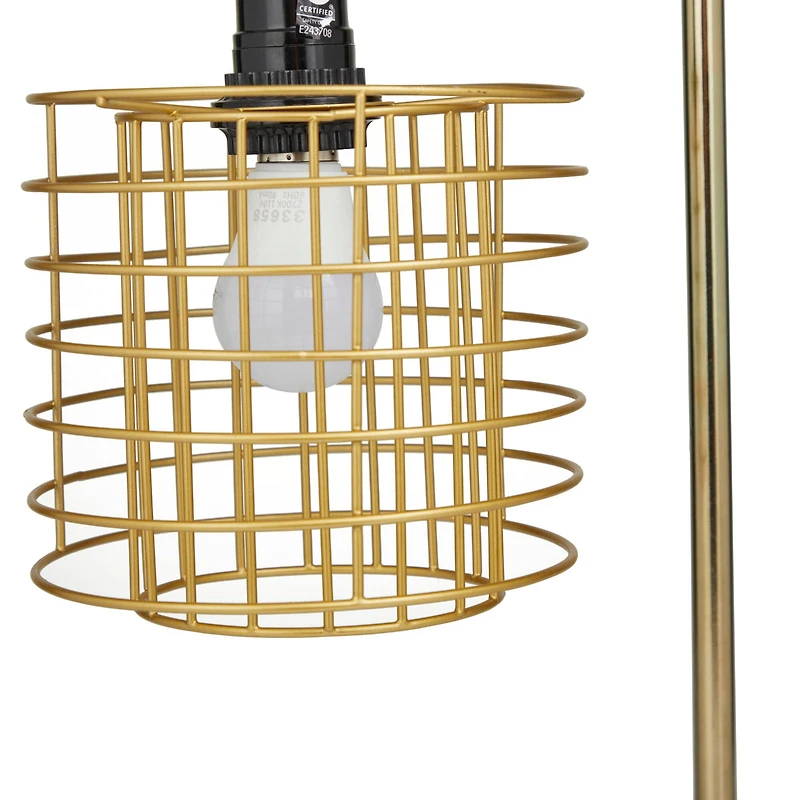 Gold Metal Industrial Table Lamp, 9" x 13" x 20"