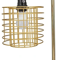 Gold Metal Industrial Table Lamp, 9" x 13" x 20"
