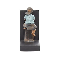 8" Brown Polystone Playing Children Bookends