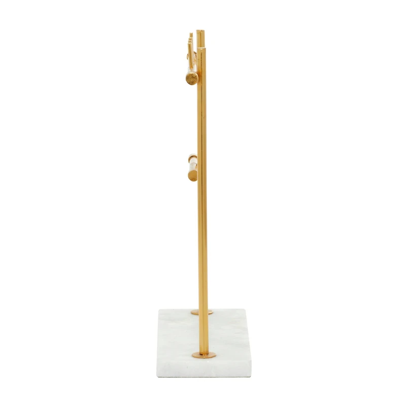 Gold Marble Modern Jewelry Stand, 13" x 12" x 4"
