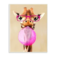 Stupell Industries Giraffe With Bubblegum and Pink Glasses, 10" x 15"