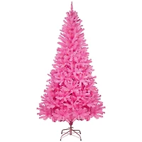 7ft. Pre-Lit Medium Pink Pine Artificial Christmas Tree, Clear Lights