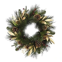 25" Gold Leaf & Pinecone Wreath by Ashland®