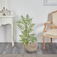 3ft. Ruffle Fern Artificial Tree in Shell Shaped Planter