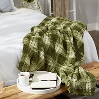 DII® Sage Farmhouse Plush Plaid Throw