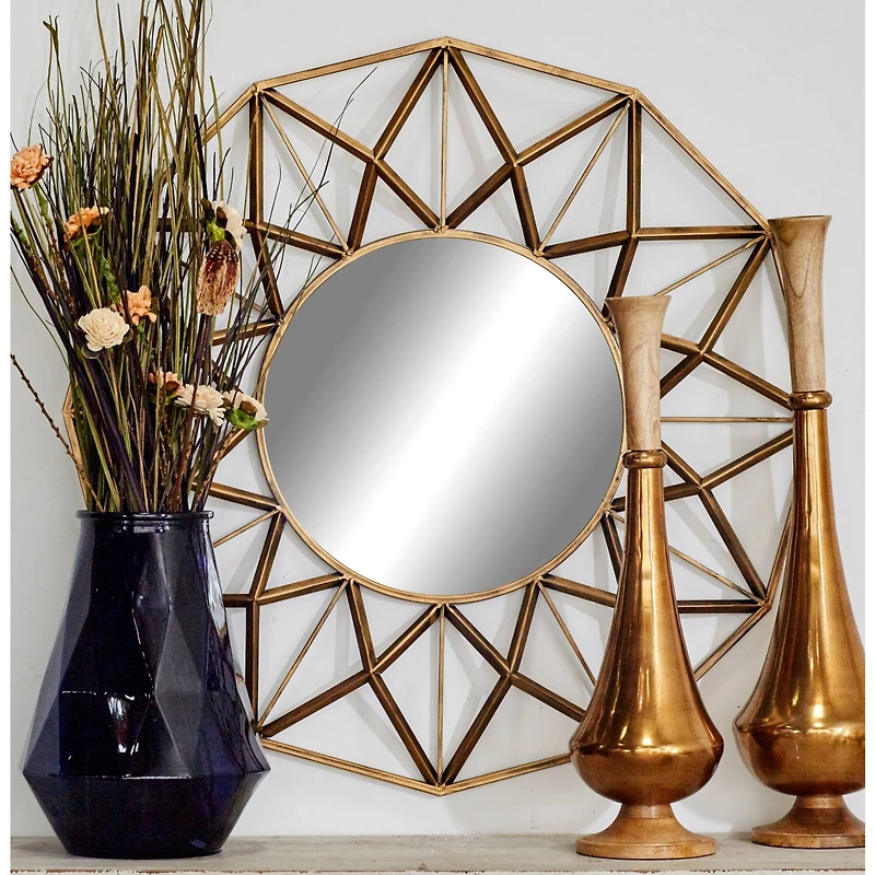 32" Gold Glam Metal Wall Mirror