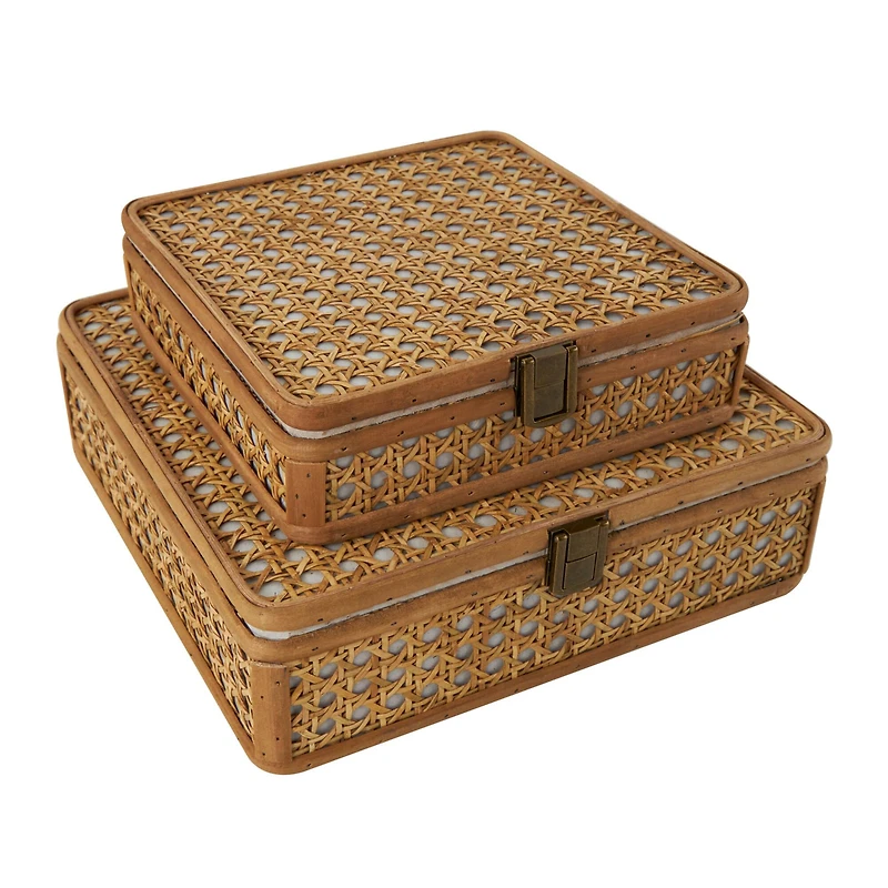 Brown Woven Rattan Box Set