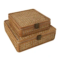 Brown Woven Rattan Box Set