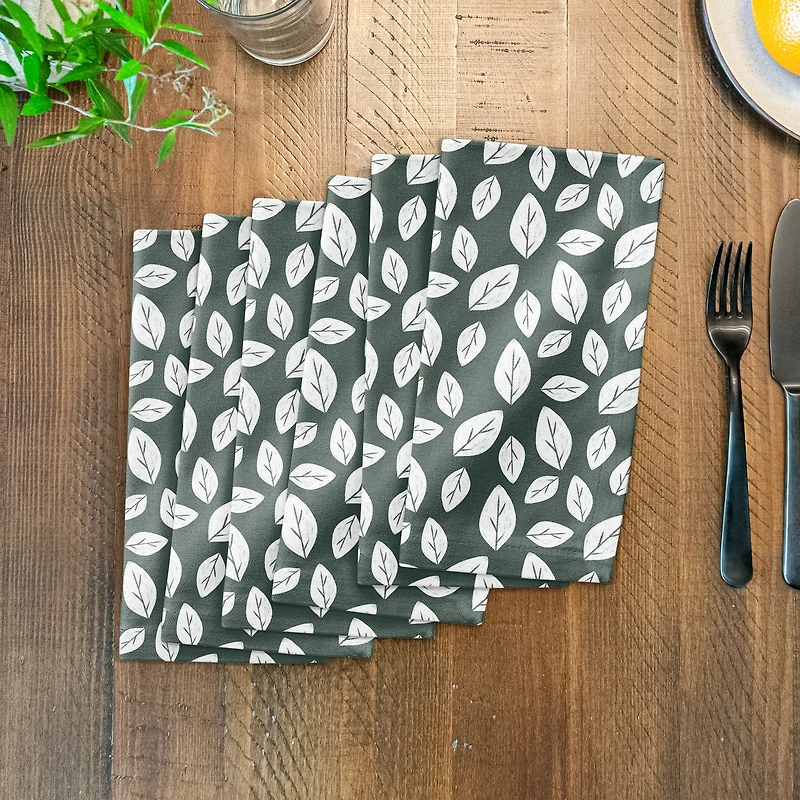 White Leaf Sage 10" x 10" Cotton Twill Napkin