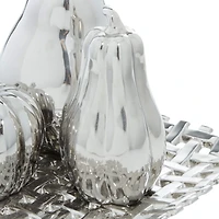 Silver Ceramic Glam Fruit Sculpture Set