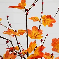 3ft. Pre-Lit Autumn Maple Artificial Fall Tree with Berries and 36 Warm White LED Lights