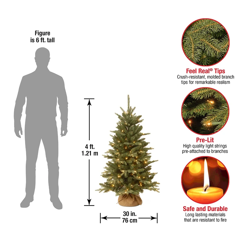 4ft. Pre-Lit Everyday Collection Burlap Artificial Tabletop Christmas Tree, Clear Lights