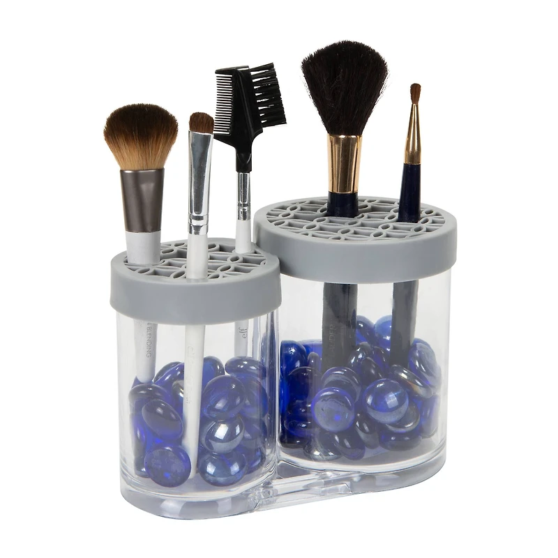 Simplify Gray 2 Compartment Cosmetic Brush Holder