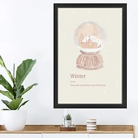 30" Snow Globe Winter Black Framed Print Wall Art