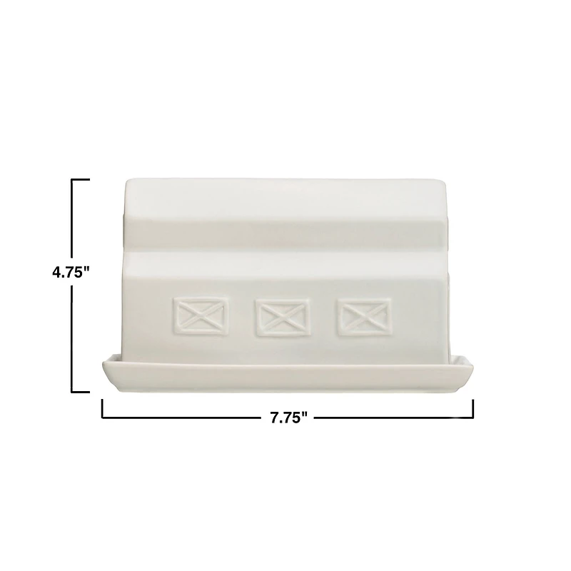 Hello Honey® 8" Matte Gray Stoneware Barn Butter Dish