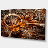 Designart Dark Orange Fractal Flower Oversized Abstract Canvas Art Print
