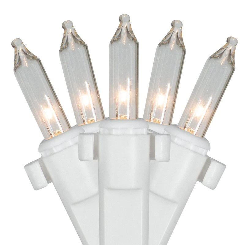 2' x 8' Clear Mini Net Style Column Christmas Lights White Wire