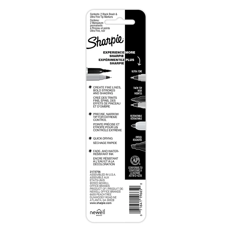 Sharpie® Black Brush Twin Tip Permanent Markers, 2ct.