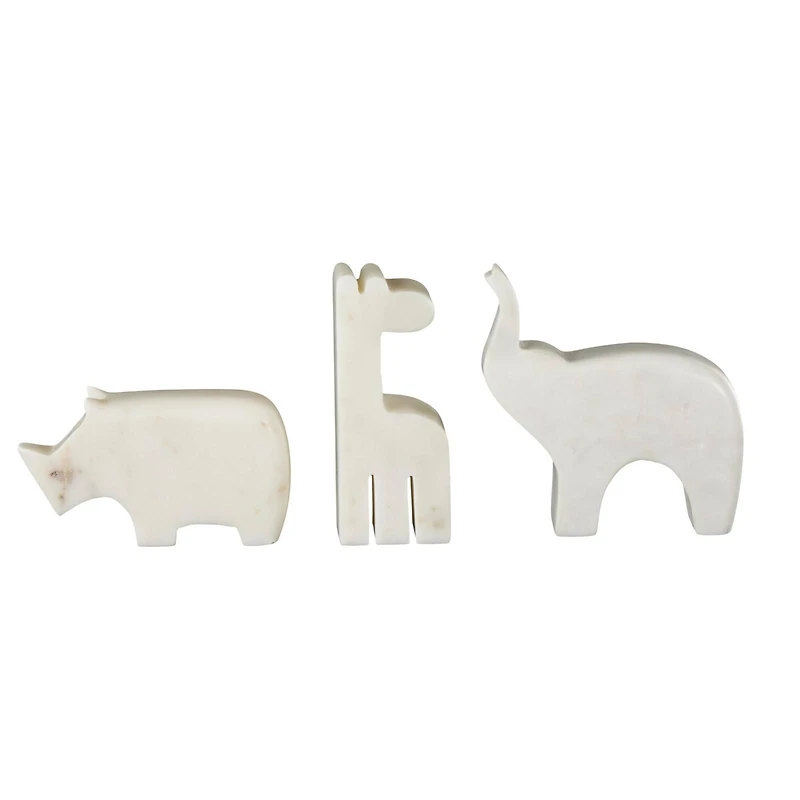 Cream Marble Safari Animals Abstract Sculptures, 3ct.