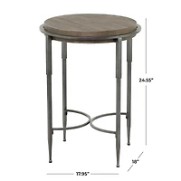 25" Dark Brown Metal Industrial Accent Table