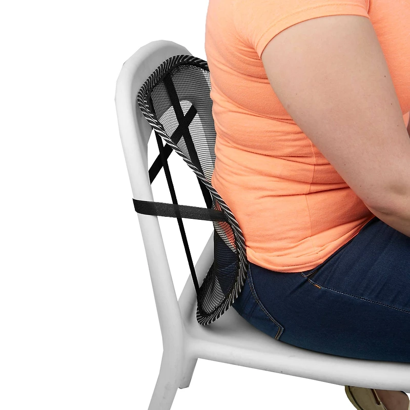 Mind Reader Black Mesh Lumbar Support Adjustable Cushion Set
