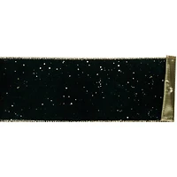 3.5" x 25ft. Green & Gold Wired Velvet Ribbon by Celebrate It®