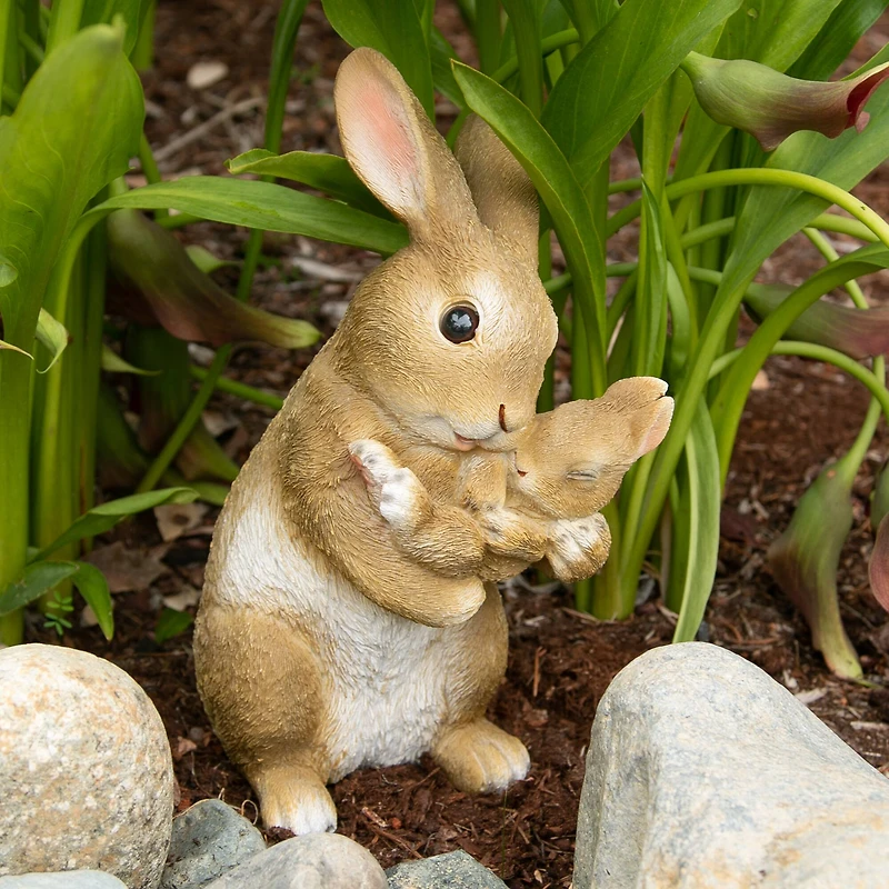 10" Mom & Baby Rabbit Figurine