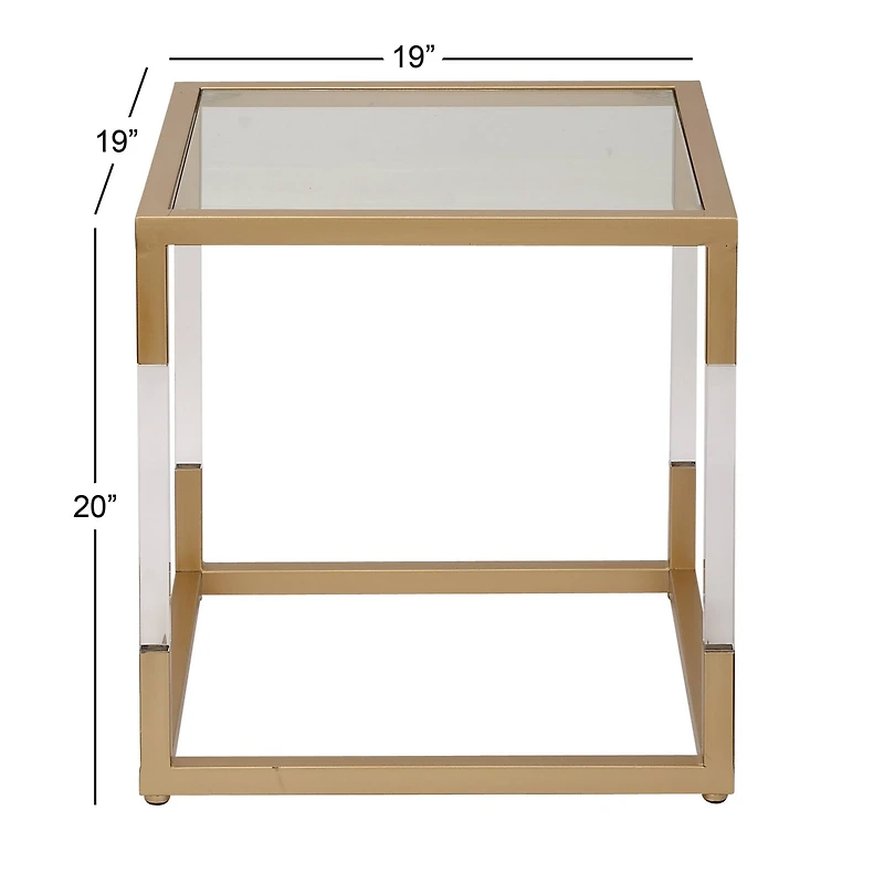 20" Gold Modern Acrylic Accent Table