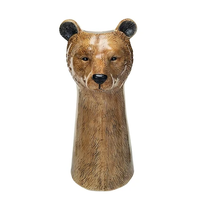 Hello Honey® 11.5" Brown Hand-Painted Decorative Stoneware Bear Vase