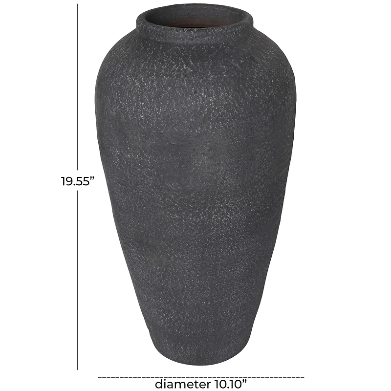 20" Black Ceramic Textured Vase