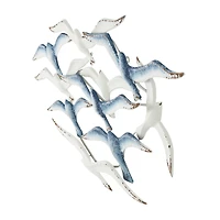 38" Blue Metal Bird Wall Décor with Brown Distressed Accents