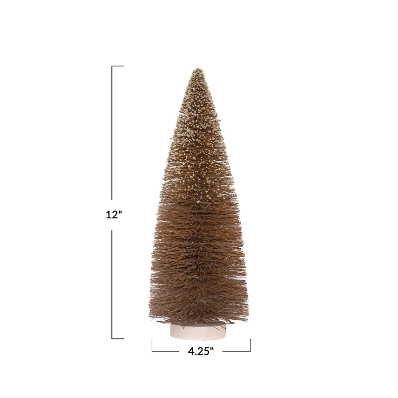 Hello Honey® 12" Sisal Bottle Brush Tree with Glitter & Wood Base