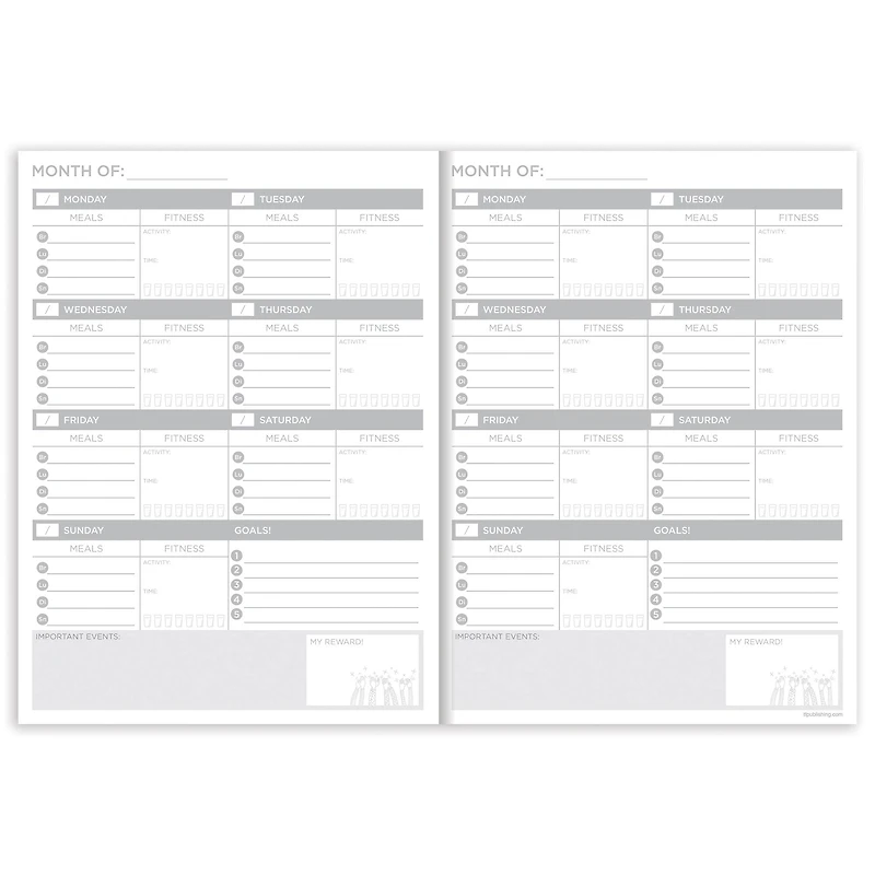 TF Publishing Blue Food & Fitness Weekly Healthy Living Undated Planner