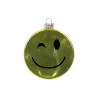 3.5" Yellow Winking Smiley Face Glass Ornament by Ashland®