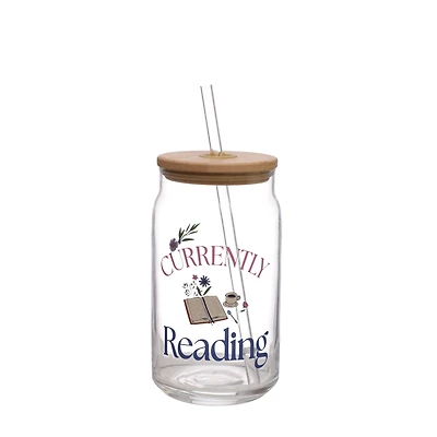 15.2oz. Currently Reading Glass with Bamboo Lid & Straw by Ashland®