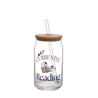 15.2oz. Currently Reading Glass with Bamboo Lid & Straw by Ashland®