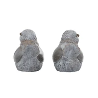 13" Gray Stone Country Bird Garden Sculpture Set