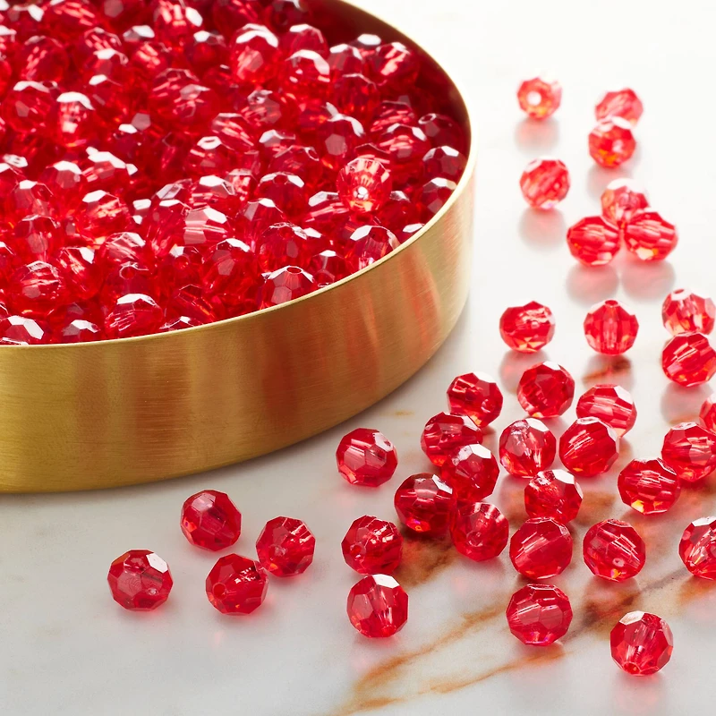 12 Pack: 5.5mm Red AB Faceted Acrylic Round Bead Value Pack by Bead Landing™