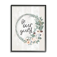 Stupell Industries Be Our Guest Greeting Charming Floral Wreath in Frame Wall Art