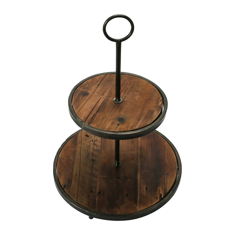 Hello Honey® Decorative Wood & Metal 2 Tier Tray