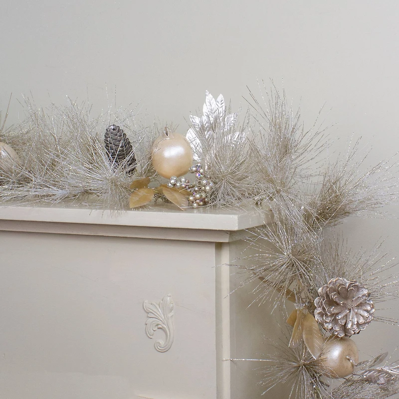 Glitter Pomegranate Apples & Pine Cones Garland, Unlit