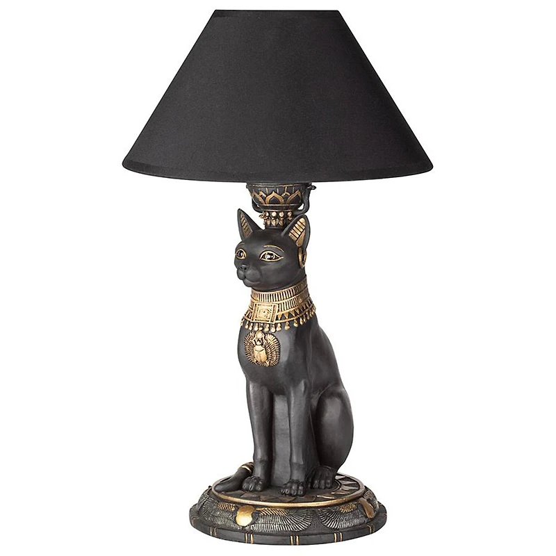 Design Toscano 16.5" Royal Cat Goddess Bastet Sculptural Table Lamp, 2ct.